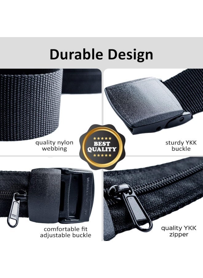 حزام النقود للرجال حزام أمان السفر مع جيب مخفي للنقود، محفظة مضادة للاختلاس بدون مشبك معدني - Image 4